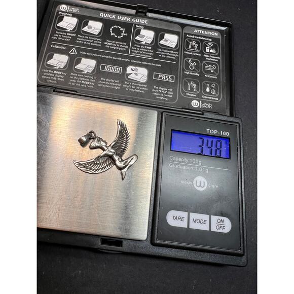 Vintage Sterling Silver Isis Goddess Pendant – Winged Egyptian Protection Amulet - Picture 9 of 9